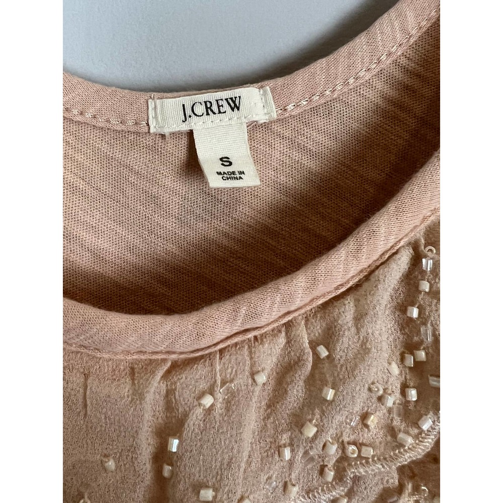 J.Crew blush/peach lace  front t-shirt Sz. S - Picture 3 of 6